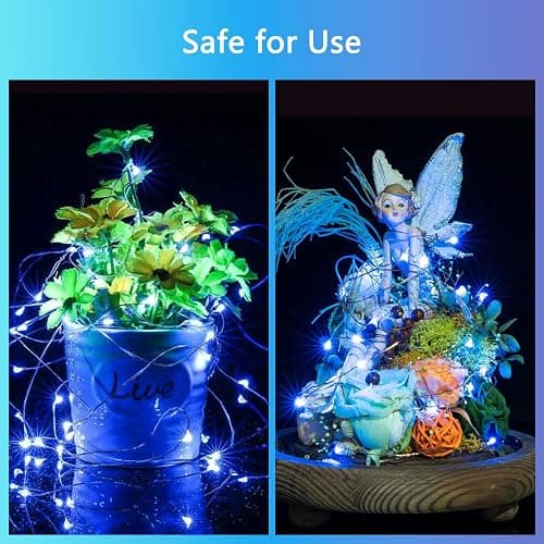 3 Pack Fairy Lights Battery Operated with Remote Control Timer, 26 FT 80 LED String Lights Outdoor Indoor Decoration, 8 Modes Twinkle Lights for Christmas Party Wedding Birthday Bedroom Décor (Blue) thumbnail 4