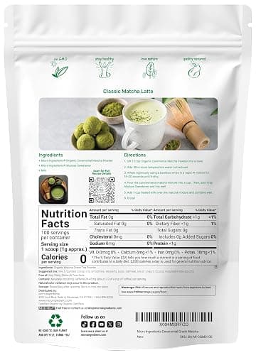 Organic Ceremonial Grade Matcha Powder, 100g | 100 Servings | Premium First Harvest Authentic Japanese Origin | 100% Pure Barista-Grade Sugar-Free Matcha Green Tea For Latte, Beverage & Baking thumbnail 2