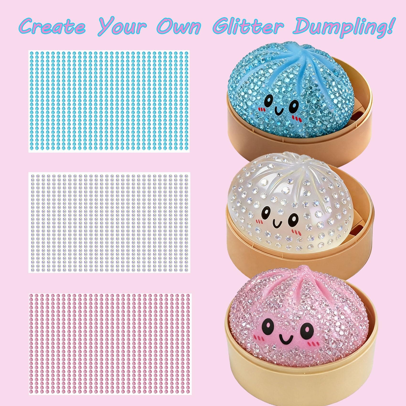 Glitter Dumpling, Glitter Dumpling Squishy Box, Dumpling Squishy Glitter, Anxiety Relief Fidget (2pcsA) thumbnail 2