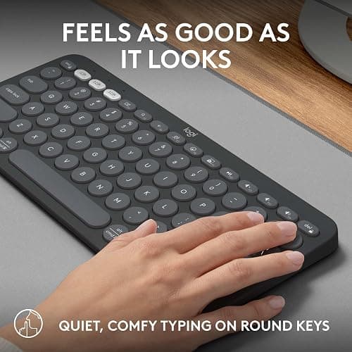 Logitech Pebble Keys 2 K380s, Multi-Device Bluetooth Wireless Keyboard with Customizable Shortcuts, Slim and Portable, Easy-Switch for Windows, macOS, iPadOS, Android, Chrome OS - Tonal Graphite thumbnail 5