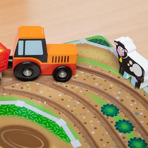 Melissa & Doug 17-Piece Wooden Take-Along Tabletop Farm, 4 Farm Vehicles, Play Pieces, Barn, Grain House Take-Along Pretend Play Toy Barn Toys for Toddlers Ages 1+ thumbnail 7