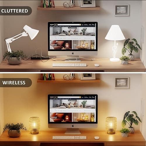 Small Battery operated Lamp with Timer for Bedside/Coffee Table/Book shelf Decor,Cordless Aesthetic Lamps with Warm Moody Lighting for Home Decor/Dorm/Bathroom/ Patio/Entryway/Cubicle Decor(Clear) thumbnail 6