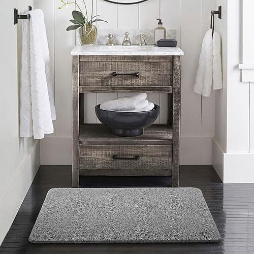 Asvin Soft Textured Bath, Shower, Tub Mat, 24x16 Inch Rectangular, Phthalate Free, Non Slip Comfort Bathtub Mats with Drain, PVC Loofah Bathroom Mat for Wet Areas, Quick Drying, Grey thumbnail 8