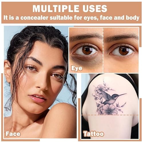 Cream Concealer Makeup Palette Matte Full Coverage Concealer with Brush Color Corrector Correcting Under Eye Concealer Palette for Dark Circles - 01 Ivory White thumbnail 6