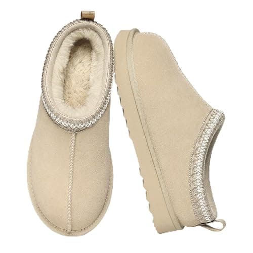 Litfun Women's Fuzzy House Slippers Genuine Suede Fluffy Winter Slipper Cozy Furry Warm Shoes Indoor/Outdoor - Image 1