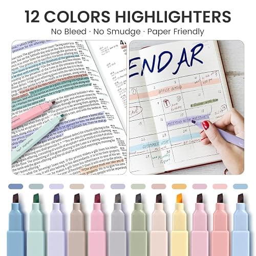Cute Pencil Case With Supplies, 39 PCS Aesthetic Stationery Set with Pencil Pouch, 6 Black Ink Gel Pens, 12 Pastel Highlighters, 5 #2 HB Pencils, 4 Mechanical Pencils, Back to School Supplies - Black thumbnail 4