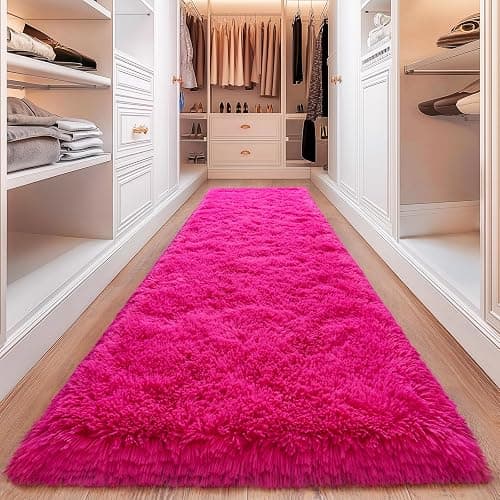 Hot Pink Runner Rug for Hallway, Bedroom Bedside Non-Slip Throw Rugs 2x6 | Anti-Skid Throw Runner Rugs Non-Shedding Rugs Indoor Carpet for Bedroom, Entryway Hallway Home Decor thumbnail 5