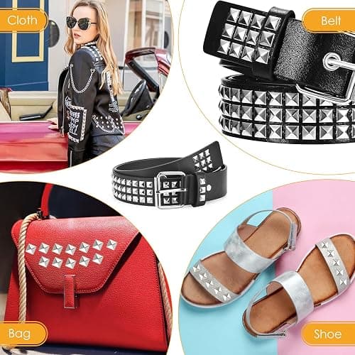 cobee 500 Pcs 10 mm Studs for Clothing, Square Silver Pyramid Studs and Spikes, Metal Spike Studs Punk Spikes for Clothing Bag Leather Shoes Punk Rock Jewelry Craft thumbnail 4