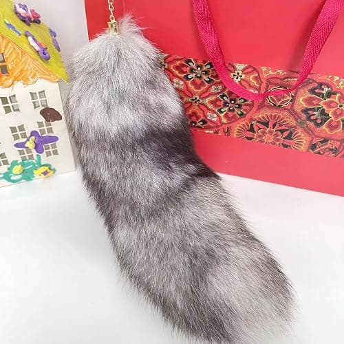 FEXATA Fox Tail Keychain silver blue fox tail thumbnail 5