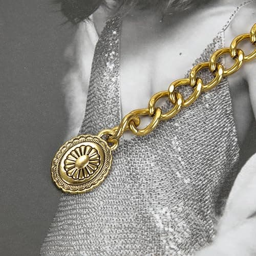 ILuvatar Waist Chain Women's Metal Dress With Sweater Gold Retro Turquoise Stone Punk Belt Concho Western Belts thumbnail 3
