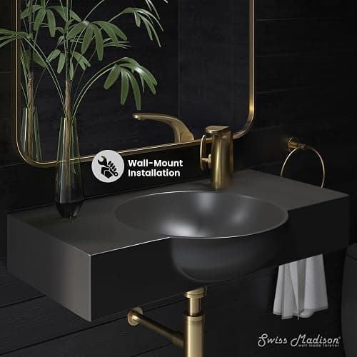 Swiss Madison Chateau 30" Wall-Mounted Sink Center Basin with Right Side Faucet Mount in Matte Black thumbnail 4