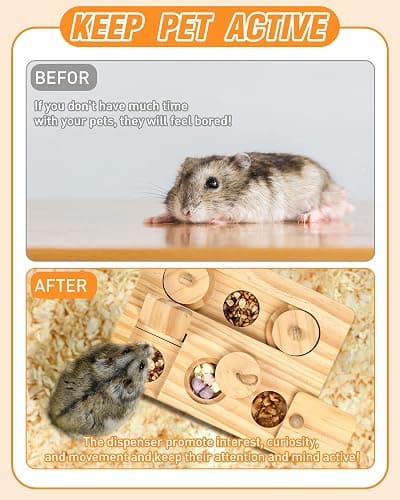 MWAOWM Guinea Pig Foraging Toys, 6 in 1 Hamsters Wooden Interactive Enrichment Toys, Treat Dispenser for Small Animal, for Rabbits, Bunny, Chinchillas, Rats and Gerbils thumbnail 6