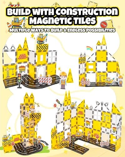 LADFAR Magnetic Tiles for Kids, Construction Magnetic Building Blocks,37pcs STEM Educational Magnet Toys, Ideal Gift for Boys & Girls for Christmas & Birthday thumbnail 3