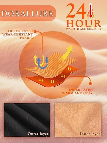 DORALLURE Fleece Lined Tights Women, Skin Colored Winter Thermal Leggings Fake Translucent Warm Pantyhose thumbnail 5