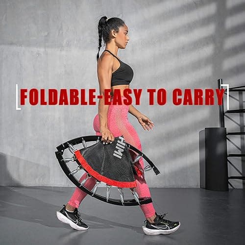 Kanchimi 40" Folding Mini Fitness Indoor Exercise Workout Rebounder Trampoline with Handle, Max Load 330lbs thumbnail 7
