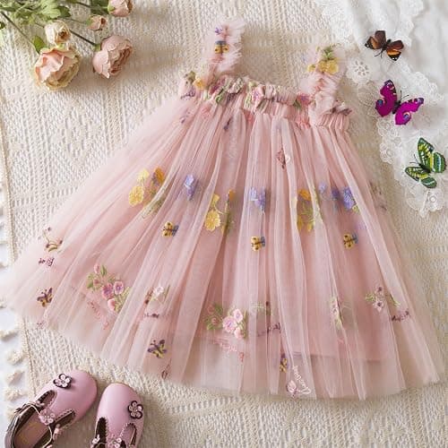 NNJXD Baby Girl Tulle Dress Casual Flower Embroidery Toddler Dresses thumbnail 2
