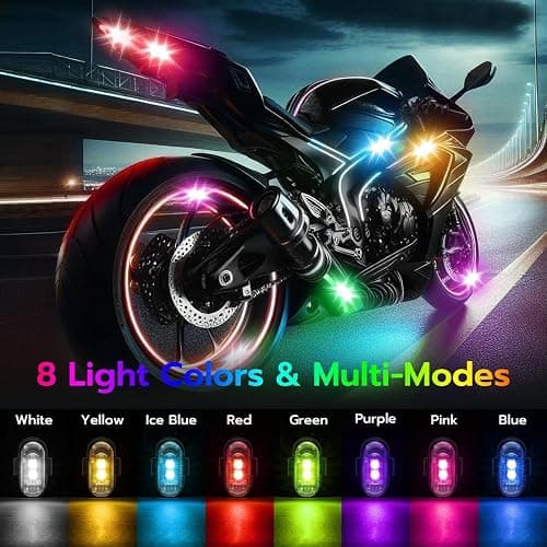 Mcbazel 4 x Wireless Remote Control LED Strobe Lights, Wireless led Light car, Ambient Light with Brightness Control, 7 Colors USB Charging LED Lights Kit for Car, Motorcycle, Bike thumbnail 3