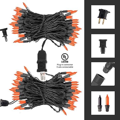 Dazzle Bright Orange Halloween Mini Lights, 20FT 100 Count Waterproof Incandescent Lights Plug in, Connectable Halloween Decorations for Indoor Outdoor Party Yard thumbnail 3