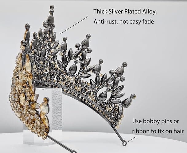 Large Tiaras and Crowns for Women Crystal Tall Pageant Crowns Rhinestone Royal Queen Headband Princess Quinceanera Headpieces for Wedding Birthday Prom Party Costume Cosplay thumbnail 4
