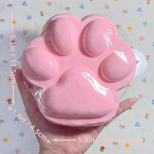 SUISUILE 5.5 Inch Large Cat Paw Slow Rising Squishy Toys, Kawaii Sticky Paw Squeeze Toy, Super Soft Slow Rebound Fidget Toys for Stress Relief ADHD Desk Accessory (Pink) thumbnail 2