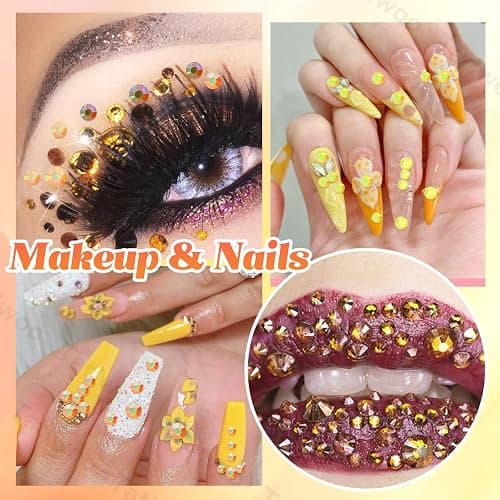 15000Pcs Resin Jelly Rhinestones for Bedazzling, Mixed Size 3/4/5 mm Flatback Gems for Crafting, Yellow Jelly Rhinestones Bedazzler Kit for Book Crafts Clothing Shoes Nail Art Makeup thumbnail 7