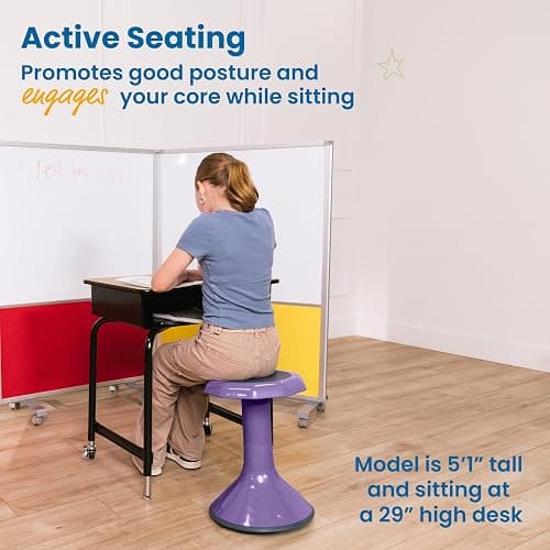 ECR4Kids ACE Active Core Engagement Wobble Stool, 18-Inch Seat Height, Flexible Seating, Eggplant | Durable plastic, GREENGUARD Gold Certified, 13 years +, 220 lb capacity, fully assembled, flexible seating for classroom use thumbnail 4