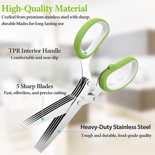 2025 Upgraded Herb Scissors, Effortless Herb Shears Cutter Tool with Sharp Stainless Steel Blades for Fresh Herbs, Must-Have Kitchen & Cooking Gadget, Green thumbnail 3
