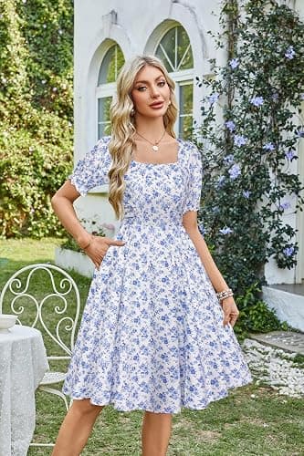 Belle Poque Vintage Dress for Women 2026 Summer 1950s Midi Cottagecore Dresses Square Neck Wedding Guest Cocktail Dress thumbnail 2