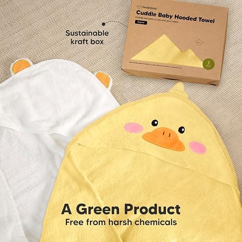 KeaBabies Hooded Baby Towel for Newborn, Baby Bath Towels (Duck, 35x35) | Viscose Derived from Bamboo, Large Baby Towels with Hood, Boys, Girls, Toddler, Soft Absorbent Baby Bath Essentials thumbnail 8