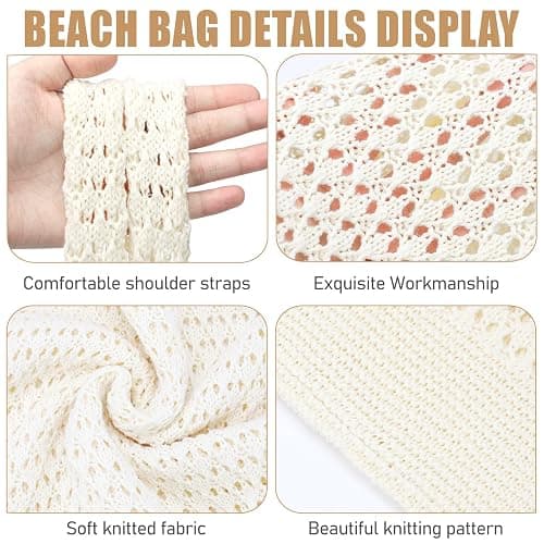 hatisan Crochet Bags for Women - Summer Beach Tote, Aesthetic Hippie Knit Bag thumbnail 5