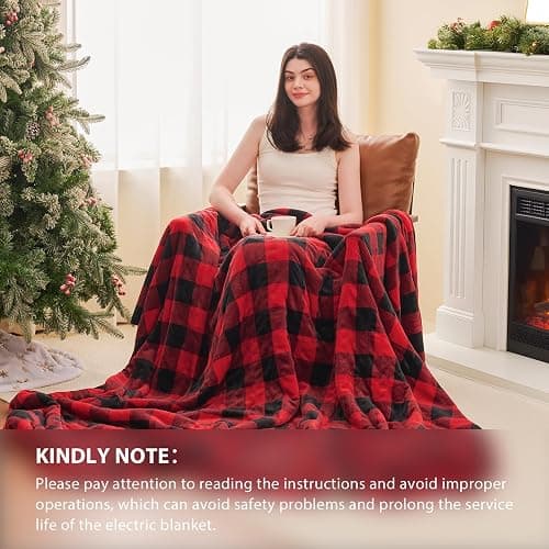 Homemate Electric Blanket Heated Throw - 50“x60“ Ultra Soft Cozy Flannel Heating Blanket with 10 Fast Heat Levels 8 Hours Auto Off Over-Heated Protection ETL Certification Keep Warm in Home Office thumbnail 7