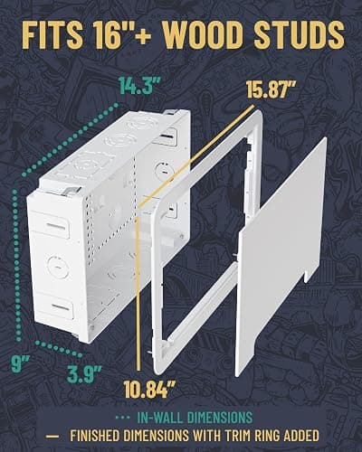 ECHOGEAR 9" in-Wall TV Media Box - Recessed TV Outlet & Network Enclosure - Works with Roku, Apple TV, Fire TV Stick, & Samsung One Connect Mini - WiFi Friendly Cable Management Kit thumbnail 5