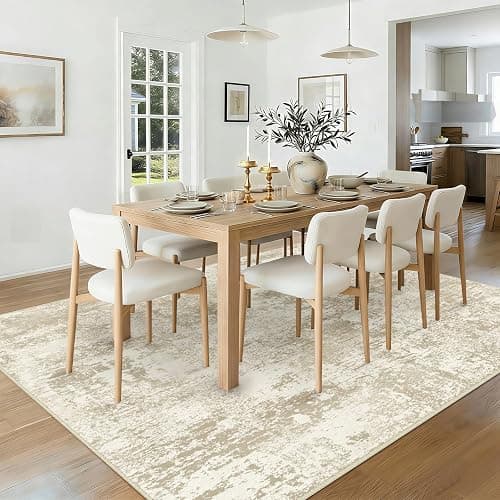 RELEANY Washable Area Rugs 5'x7' Non-Slip Modern Abstract Soft for Living Room Entryway Bedroom Nursery, Print Pattern, Beige Cream Brown thumbnail 3