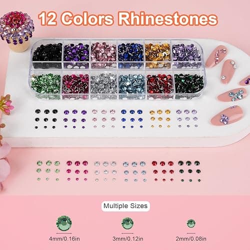 Canvalite 7000Pcs Flat Back Rhinestones Kit – Colorful Face Gems & Nail Art Rhinestones with Multi Shape Crystal Gems (Heart Star), Quick Dry Makeup Glue, Wax Pen, Tweezers for Face Nail Craft thumbnail 4