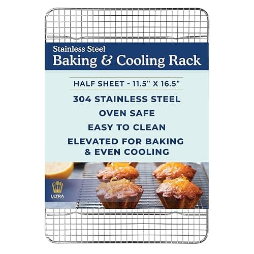 Ultra Cuisine Heavy Duty Cooling Rack for Cooking and Baking - Professional Grade Premium100% Stainless Steel Baking Rack & Wire Cooling Mesh for Roasting & Grilling - Dishwasher Safe - 11.5" x 16.5" - Image 1