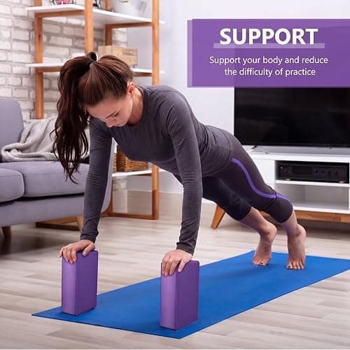 10 Pcs Yoga Blocks Eva Foam Blocks Supportive Yoga Brick Soft Non Slip Gymnastic Blocks Lightweight Dance Blocks for Stretching Accessories for Women, Pilates, Meditation (Purple) thumbnail 2