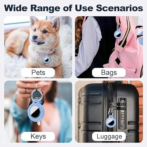 MOLOSLEEVE for Airtag Holder Case with Keychain, Shockproof GPS Cover Anti-Scratch Key Chain for Air Tags, for Airtags Accessories for GPS Item Tracker Cases for Bags, Luggages, Light Blue thumbnail 6