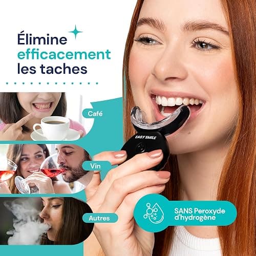 EASY SMILE - Kit de Blanchiment Dentaire Professionnel avec Lampe LED 16X - 3 Gels pour un Blanchiment Rapide et Efficace, Élimine les Taches Profondes (Kit de blanchiment) thumbnail 2