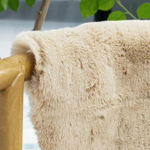 ORINOVA Teppich Beige Rund Flauschig 90 cm Kunstfell Runder Teppich Schlafzimmer Fellteppich Wohnzimmer Kinderzimmer Klein Deko Kuschelig Waschbar thumbnail 4