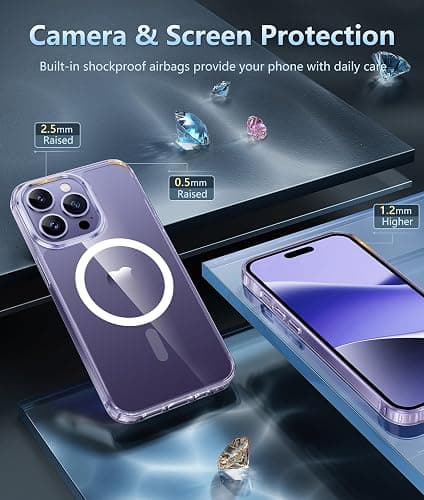 FNTCASE for iPhone 14 Pro Case: for iPhone 13 Pro Case Clear Magnetic Drop Protective Slim Cases | Transparent Shockproof Thin Anti-Yellowing Cover & Shatterproof Rugged Hard Crystal TPU Phonecase - for iPhone 14 Pro 6.1inch - Clear thumbnail 5