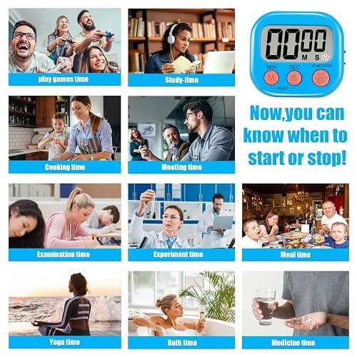 6 Pack Multi-Function Electronic Timer - Magnetic Digital Timers Big LCD Display The Loud/Silent Switch Countdown Timer Extensively Use in Break Time, Cooking,Gym, Meeting, Classroom thumbnail 2