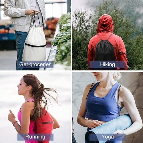 AidShunn Drawstring Gym Bag, Sport Large Capacity PE Bag with Outside Zipper Waterproof String Swim Backpack for Men & Women Boys Girls for Sports School Beach Holidays Swimming Travel Yoga thumbnail 6