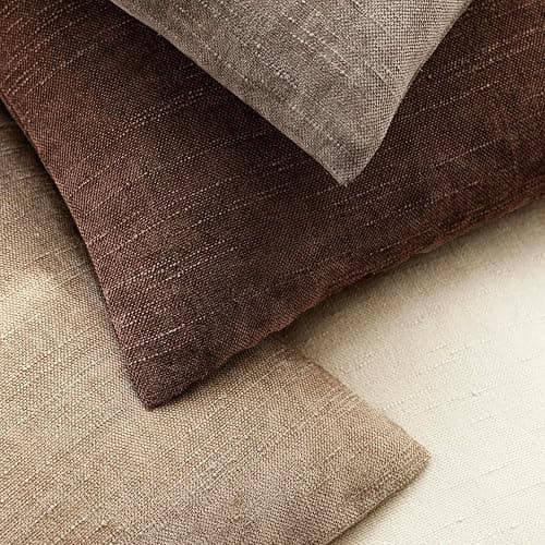Foindtower Pack of 2 Soft Textured Chenille Throw Decorative Pillow Covers Square Accent Solid Cushion Cover Cozy Neutral Farmhouse Pillow Case for Couch Sofa Bedroom Living Room 18x18 Inch,Red Brown thumbnail 5