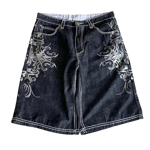 Y2K Jorts Eagle Graphic Baggy Jorts Jeans Shorts Gothic Grunge Emo Streetwear Wide Leg Denim Shorts Embroidered 2000S - Image 1