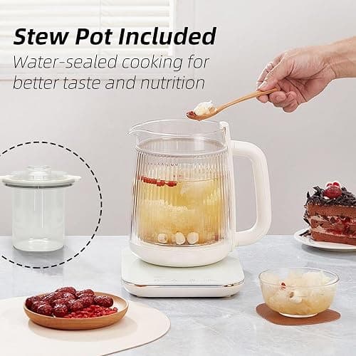 Health Pot, 1.5L Double-Layer Glass Electric Kettle with Stew Pot, 9-in-1 Multi-Function Tea Maker for Soup, Porridge, Herbal Tea, Stainless Steel Base, Glass Touch Panel, Programmable thumbnail 4