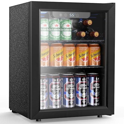 Electactic 68 Cans Beverage Refrigerator Cooler, 1.7 cu.ft Mini Fridge Glass Door Drink Cooler for Beer, Soda,Wine, Digital Temperature Control for Home Office Bar - Image 1