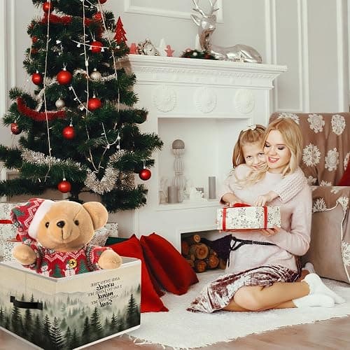 FITIE Foggy Misty Nature Forest Storage Bin Box with Handles, and into the Woods I Go to Lose My Mind Find My Soul Foldable Organizer Basket Toybox for Bedroom Bathroom Clothes Toys Books thumbnail 2