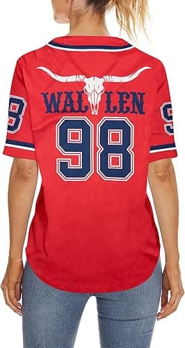 98 Baseball Shirt Women Cow Skull Graphic Fan Tshirt V Neck Country Vintage Jersey Button Down Short Sleeve Tops - Small - Red thumbnail 3