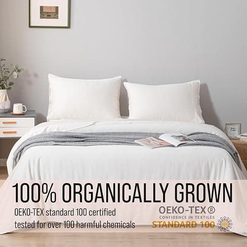 Bella Coterie Luxury Bamboo Viscose Queen Size Sheet Set | 100% Organically Grown | Ultra Soft | Cooling for Hot Sleepers | 18" Deep Pocket [Ivory] thumbnail 4