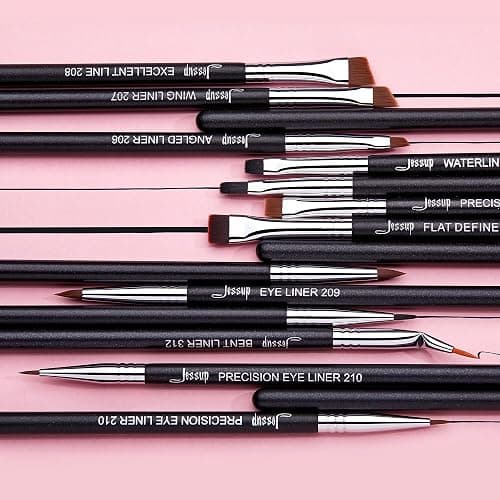 Jessup Eyeliner Brush Set, Professional Eye Liner Makeup Brushes 11pcs, Angled Flat Definer Ultra Fine Bent Pencil Point Eyeliner Brushes for Precision Liner, T324 thumbnail 8